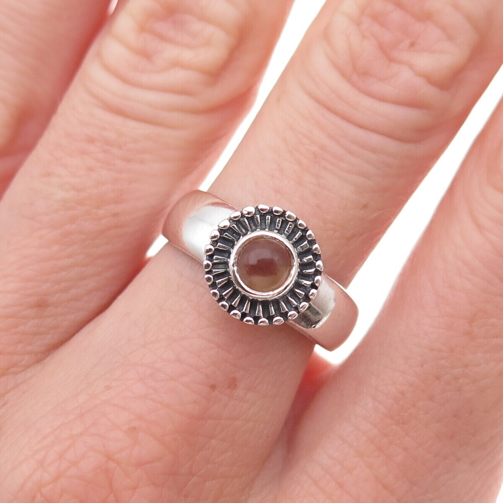 925 Sterling Silver Vintage Clear Crystal Modernist Floral Ring Size 6.75